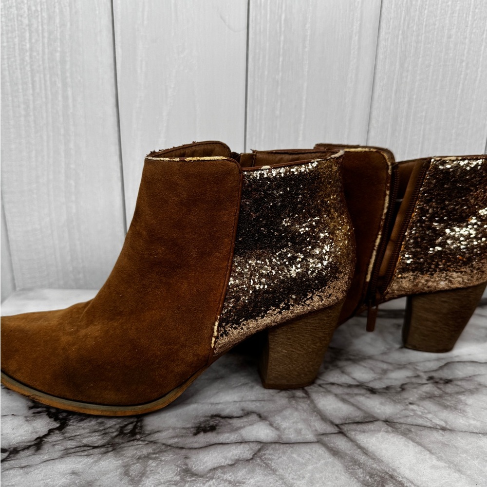 Brown and Gold Ankle Boots